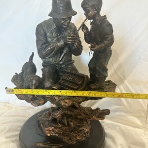 Bronze Sculpture of Fisherman and Boy